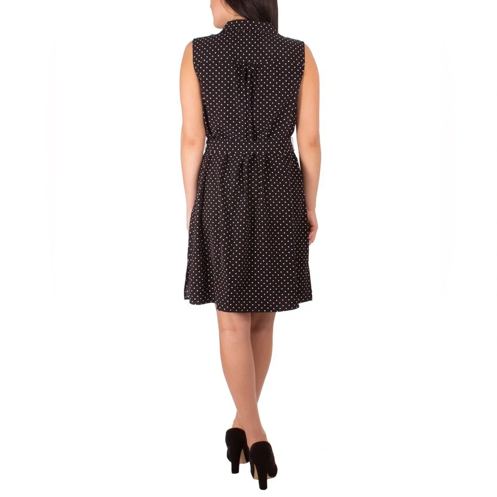 NWOT NY Collection Sleeveless Point Collar Self Belted Shirt Dress - Picture 2 of 10